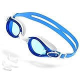Seaflar Schwimmbrille Herren Damen | Taucherbrille Erwachsene Anti-Beschlag Wasserdichte UV-Schutz | Bequeme Passform Klarsicht Komfort Austauschbar Nasensteg FüR DraußEn Drinnen-Weiß Blau