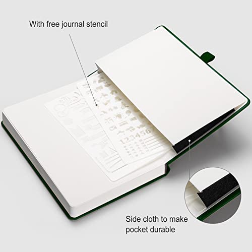 Ahgxg Bullet Dotted Journal - 320 Numbered Pages Dot Grid Notebook A5 Thick Journal, 100Gsm Thick Dotted Paper, Leather Hardcover,Inner Pocket, 5.75'' × 8.38'' - Green #TOP4