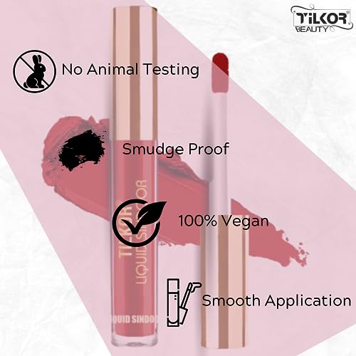 Image of TILKOR Ethnic Elegance: Liquid Sindoor - Smudge-Proof Formula - Skin-Friendly & Safe - Travel-Friendly Packaging - Perfect for Festivals & Special Occasions (Maroon)