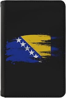 Bosnia Bosnian Flag Art Passport Holder, Cover Wallet Travel Essentials, Leather Travel Documents Organizer Protector for Women and Men