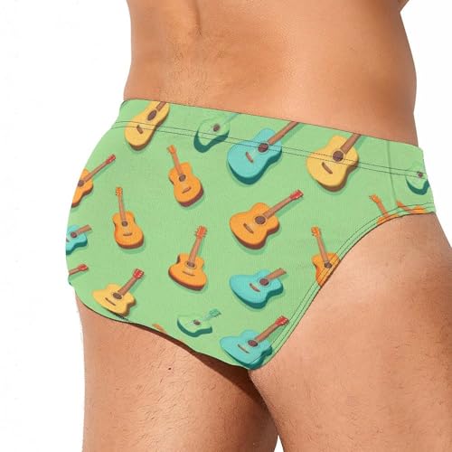 Colorful Guitars Men's Swim Brief Sexy Bikini Swimwear Swimsuit Trunks Bathing Suits3
