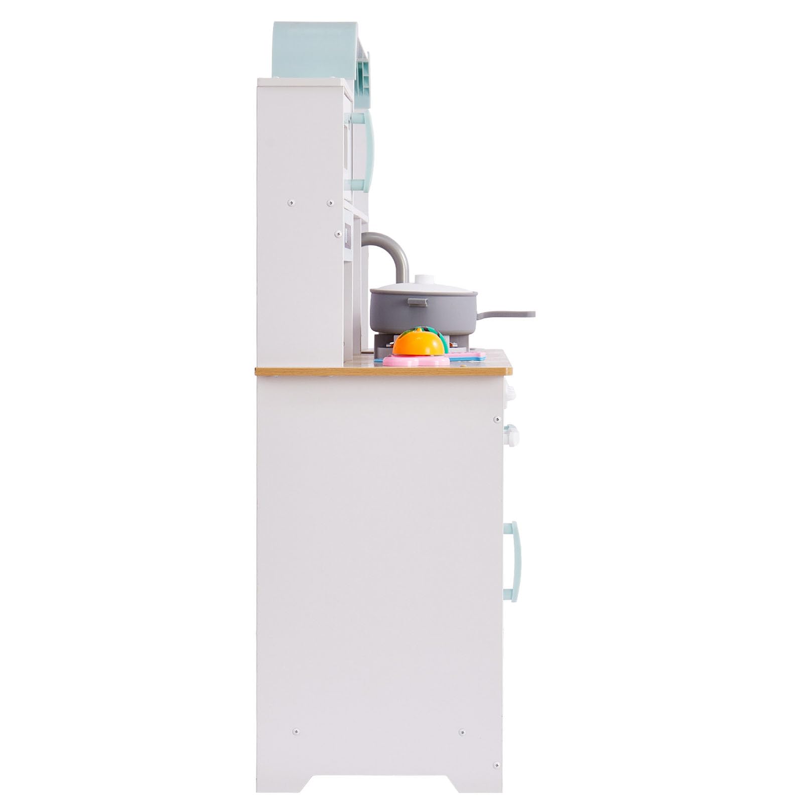 VEVOR Cuisine pour Enfants, Ensemble Cuisine pour Tout-petits en Bois avec Lumières, Son, Machine à Glaçons, Four, Évier, Micro-ondes, Réfrigérateur, Ustensile, Accessoire, pour Enfants 3-8 ans, Blanc