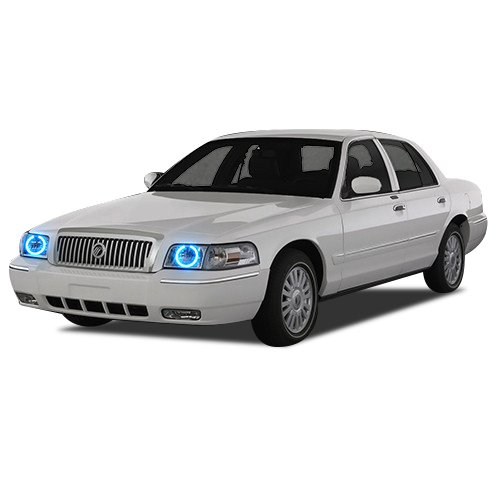 FlashtechBright Blue LED Halo Ring Headlight Kit Compatible With Mercury Grand Marquis 06-11