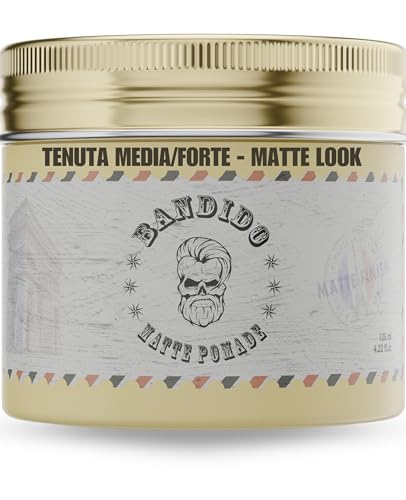 Bandido Matte Finish Pomade 125 ML | Cera Capelli Uomo Water-Based | Tenuta Media Con Controllo Flessibile | Finitura 100% Opaca | Profumo Legno (Wood) | Rimodellabile E Facile Da Lavare