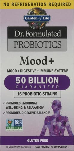 Image of Garden of Life Probiotics Mood+ Dr Formulated Acidophilus Probiotic Supplement,Promotes Emotional Well-Being, Relaxation and Digestive Balance,Ashwagandha for Stress Management, 60 Count (Pack of 6)