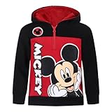 Disney Sudadera con capucha de Mickey Mouse con media cremallera para niño, Mickey Mouse Negro, 6