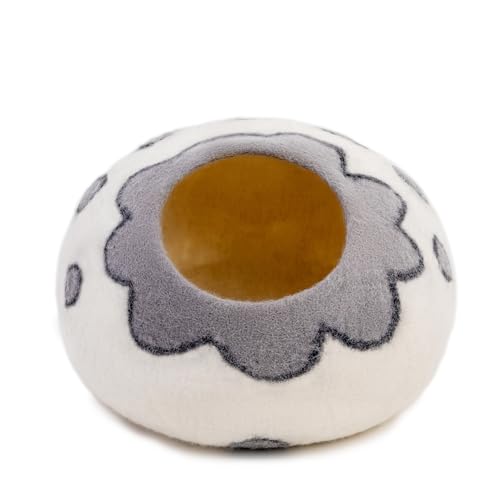 Woolygon Cama de feltro para gatos caverna – camas de gatinho de lã feitas à mão para gatos internos