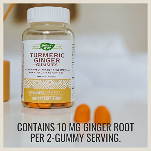 Nature’s Way Turmeric Ginger Gummies, Protect Against Free Radicals*, Support Antioxidant Pathways*, 260Mg Turmeric Per Serving, 60 Gummies #TOP2