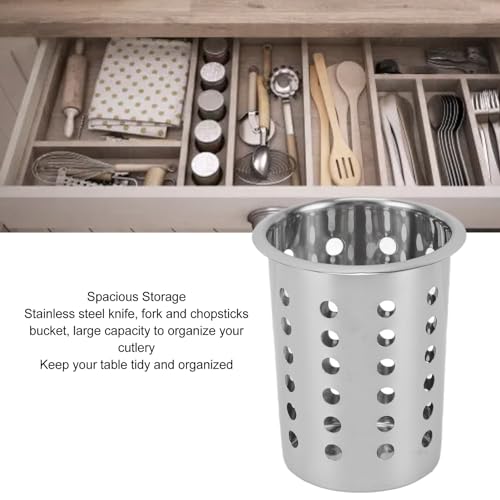 ZPSHYD Kitchen Stainless Steel Cooking Utensil Holder with Drainage Hole,Large Capacity Kitchen Utensil Caddy Cooking Tools Holder,Organizer(A) - Image 4