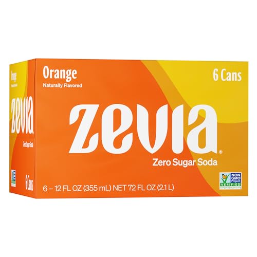 Zevia Zero Calorie Soda, Orange, 12 Ounce Cans (Pack of 6)