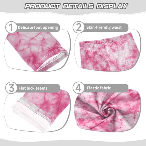 Boccsty Pink White Tie-dye Marble Girls Leggings Kids Yoga Pants Dance Active Tights 4T3