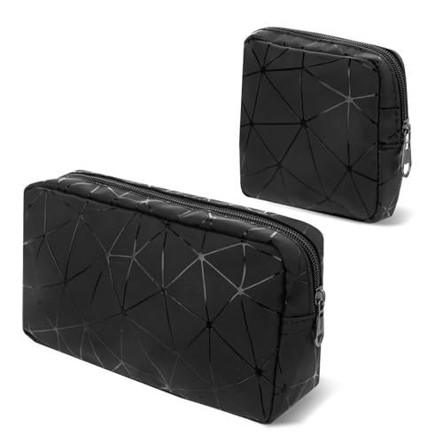 Image of Period Bags, Tampon Holder for Purse, Waterproof Portable Leather Period Pouch, Sanitary Napkin Storage Bag, Black Makeup Bag Set, Pad Pouches for Period