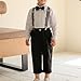 Toddler Boys 2 Piece Suits Kids Graduation Formal Wedding Ring Bearer Outfits with Bow Ties & Suspenders for 1-12 Years