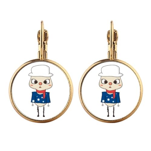 Boucles d'oreilles clip or drapeau Canberra Australie pendante Océanie pour oreille non percée