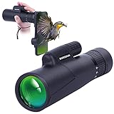 ★ 【ALTA DEFINICIÓN】 ★ Alto índice de refracción BAK4 Porro Prism elimina la luz parásita y mejora la reproducción del color al 99,99%. El revestimiento antirreflectante verde FMC reduce la luz reflejada en la lente del objetivo y mejora la transmisión de la luz, el brillo de la imagen y la nitidez de la imagen. Este monocular puede brindar visión con crepúsculo (pero no en completa oscuridad).