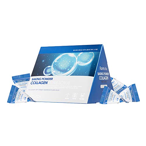 FARMSTAY Baking Powder Collagen Pore Scrub - Face Scrub for Pore Cleansing - With Firming Collagen Extract - AHA, BHA, and PHA Formula - 7 pc