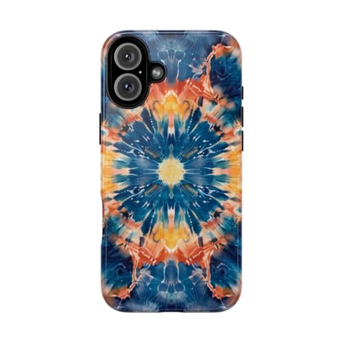 Coque iPhone 16 Plus rigide anti-rayures motif mandala bleu