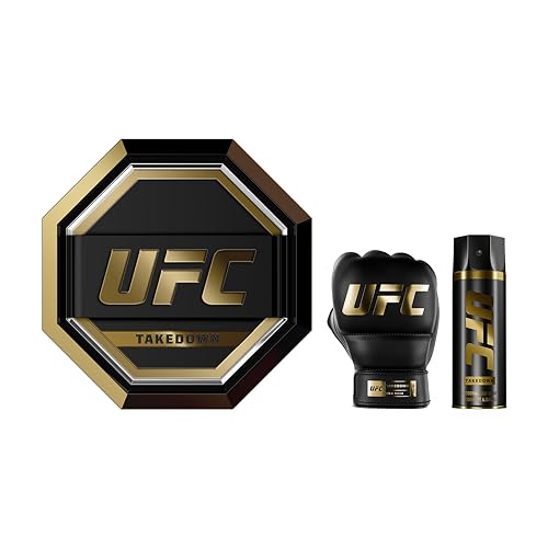 UFC Takedown - Cologne for Men and Body Spray Set - Marine Amber Perfume for Men with Mint Pepper Patchouli Notes - Long Lasting Scent - 2 Pc