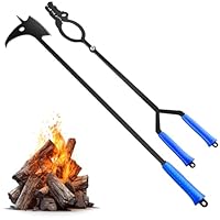 NAYAHOSE Kaminbesteck - 40/110cm Hochwertige Designer-Kamingarnitur, 2-teiliges Kamin Set mit Stahl Kaminzange und Schürhaken Rostfest, mit Schere Form Gezahnt