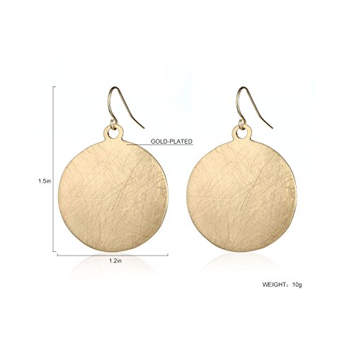 Hongye Brushed Gold Silver Rose Gold Colored Round Disc Shaped Drop Earring Hook Earring #TOP2