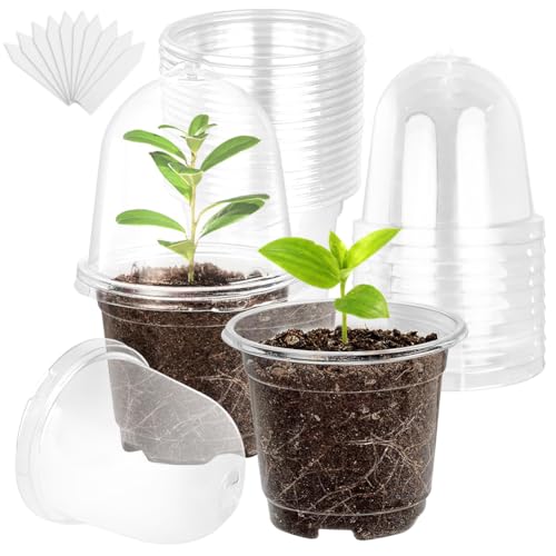 PRZRAO 30Pcs Plant Nursery Pots with Humidity Dome