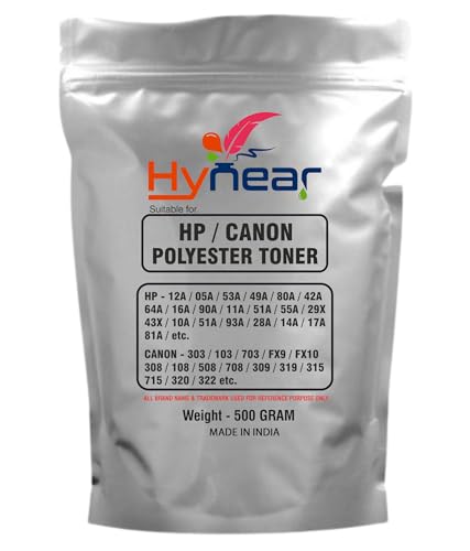 Image of Ultra Dark Black Toner Powder Suitable for HP /Canon Polyster 12A /05A /53A /49A /80A /42A /64A /16A /90A /11A /51A /55A /29X /43X /10A /51A /303 /103 /703 /FX9 /FX10 308 /322 Printers (Pack of 1) (500 Gram)