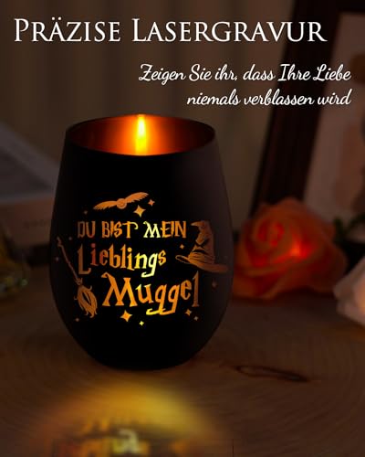 Windlicht Glas mit Gravur Harry Geschenke für Frauen, Personalisierte Lustige Potter Windlichter, Lieblings Muggel Teelichthalter, Windlicht Glas Geburtstagsgeschenk Freundin