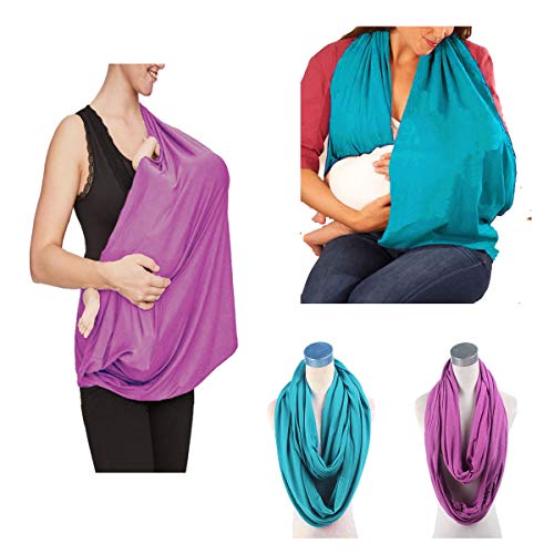 Image of JTSN 2 Pack Nursing Cover - Breastfeeding Cover ups Infinity Scarf, Lightweight Soft Breathable