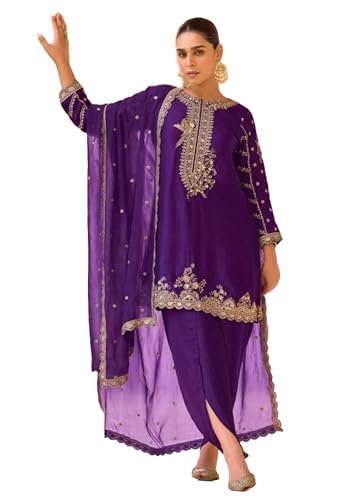 Costume traditionnel dhoti femme crêpe de soie vêtement indien chic modèle 11385