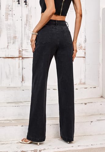 Tsher Womens Jeans Mid Waisted Straight Leg Loose Stretchy Lightweight Tummy Control Trendy Jeans for Women3
