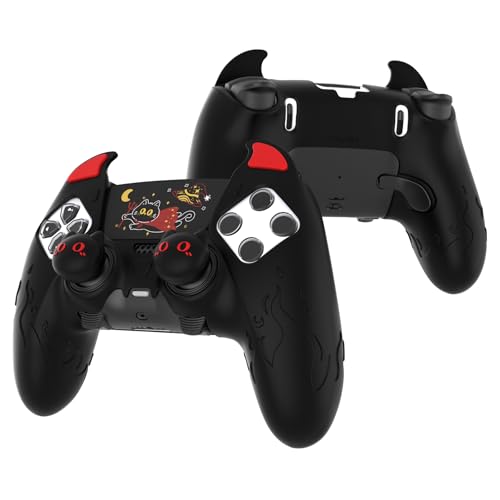 PlayVital Coque pour ps5 Edge Grip Manette avec Protection Joystick pour ps5 Edge Controller Accessoires & Autocollant Pavé Tactile,Housse Silicone...