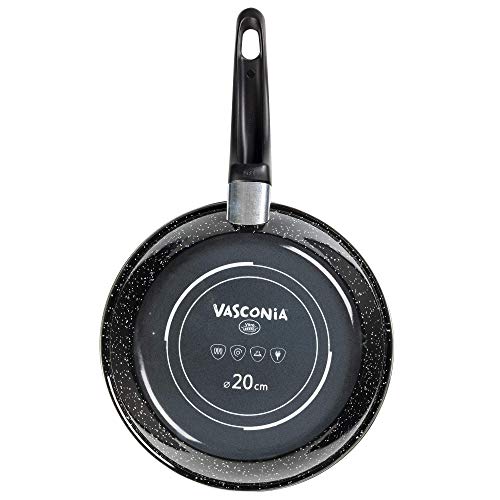 La mejor comparación de Sartenes vasconia favoritos de las personas. 43 Vasconia | Sartén de Acero esmaltado con Antiadherente Negro 20 cm