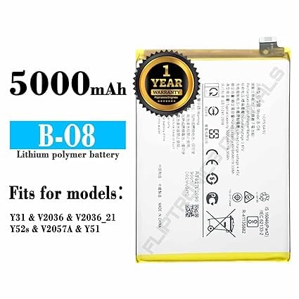 Image of B-08 Battery for Vivo Y52s /V2057A / Y31 / V2036 / V2021 / Y52S / V20657 /Y15 Battery with 1 Year Warranty **** (P76)