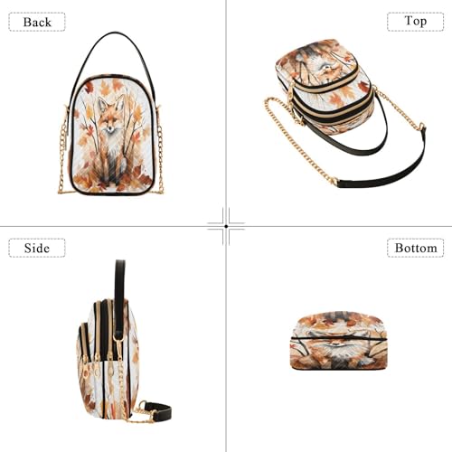 Quilted Crossbody Bags for Women,Autumn Fall Fox Leaves Women's Crossbody Handbags Small Travel Purses Phone Bag4