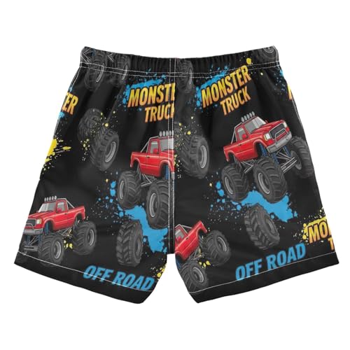 Swimming Shorts for Boys, Little Boys Swim Trunks 2t, Cool Monster Trucks Black2