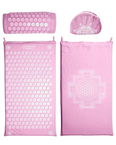 ShaktiMat Classic Acupressure Mat & Neck Pillow Set, Level 2 Intensity in Pink, Sustainable & Durable, Relieves Stress & Tension, Promotes Relaxation & Focus, FSA/HSA Eligible