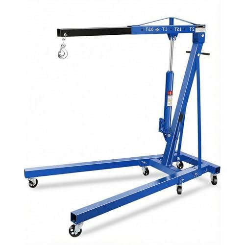 Garvee 2 Ton Engine Hoist Cherry Picker, 4400 Lbs Capacity with 6 Steel Casters & Foldable Design - Heavy-Duty Portable Hydraulic Crane for Truck Engi