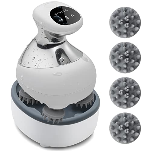 VIVIYA Electric Scalp Massager with LED Light and Vibration, Waterproof Portable Hair Scalp Massager with 8 Massage Claws, Rechargeable Head Massager for Full Body Massage and Stress Relax