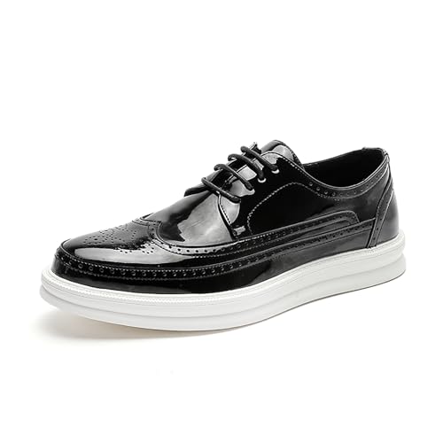 Men's Leather Wingtip Dress Sneakers Comfort Lace Up Brogue Oxfords for Casual Fashion Walking Daily Wear - Main Image