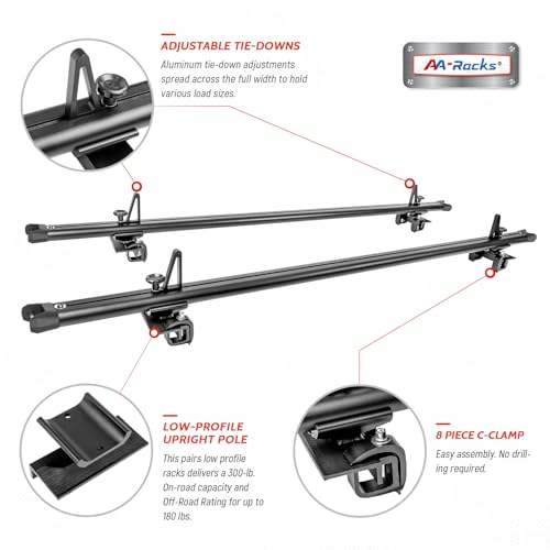 Image of Model APX2503 83 inch Full-Size Low Profile Heavy Duty Aluminum Truck Bed Rack for Trucks and Trailers with Open Rails (300lb On Road Capacity)