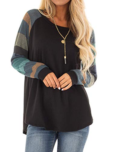 Halife Women's Lightweight Color Block Long Sleeve Loose Fit Pullover Sweatshirts Tunics Tops Shirts4