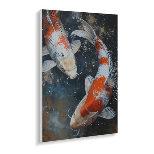 数字油絵 ラッセン 水の中の2匹の鯉 デジタル油絵 数字キットによる絵画 DIY絵 手塗り かわいい面白い動物 幸運をもたらす 数字キット塗り絵 壁飾り ホーム オフィス装飾 数字塗り絵 手工芸 初心者 大人 子供 贈り物 45×60cm