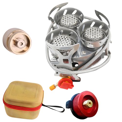HSOKEW 11000W Windproof Camping Gas Stove, Camping Gas Stove with 1LB Propane Tank Adapter, Piezo Ignition Carry Case, Portable Collapsible Stove Burner for Outdoor Backpacking Hiking and Picnic