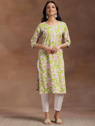 Image of Libas Women Cotton Straight fit Printed Kurta 29049R Pink Suit