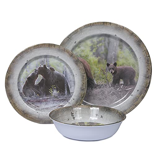 Melamine Dinnerware Set For 4 - Dinner Plates Bowls Set 12 Pcs Durable Bpa Free Dishwasher Safe Shatter-Proof Chip Resistant For Indoor Outdoor, Bear #TOP6