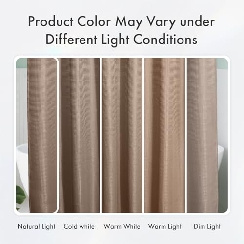 Image of AmazerBath Waffle Shower Curtain Small, Stall Shower Curtain Tan, Taupe Shower Curtain Fabric, Hotel Quality Bathroom Shower Curtains, Heavy Duty, 36 x 72 Inches