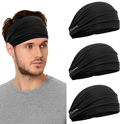 Stirnband für Herren und Damen - Breit Schweißband Stirn für Sport Fitness Joggen Laufen Radfahren Wandern und Yoga - Elastisch Sport Haarband für Damen und Herren 3 Stück Grau…