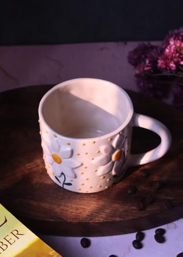Image of WEAVING HOMES Wildflower Ceramic Coffee Mug for Office, Stylish Tea Cup for Woman, Modern Travel Mug (350 Ml)
