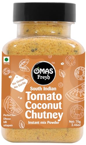 Omas Fresh No Onion, No Garlic South Indian Coconut Chutney Instant Mix Powder Perfect for Dosa, idli, Uttapam (Just Add Curd/Water to Use) (70g, Tomato Coconut Chutney)