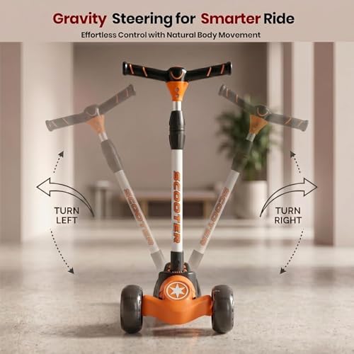 Image of StarAndDaisy Kids Kick Scooter for 3+ Year, kick Scooter for Kids, Skating Scooter with Light Up LED Wheels, Adjustable Handle Height, Foldable 3 Wheel Skate Scooter for Boys Girls 3-12 Years